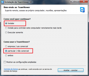 Ao marcar as opções clique em Aceitar-concluir